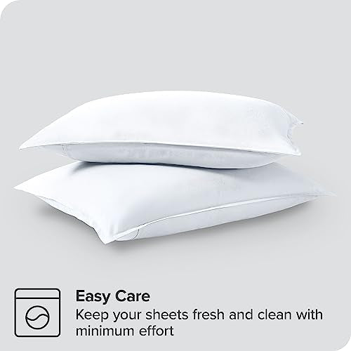 Bare Home Standard Pillow Sham Covers - Set of 2 - Premium 1800 Ultra-Soft Microfiber - Double Brushed - Bed Pillow Shams - Pillows Not Included (Set of 2, White)
