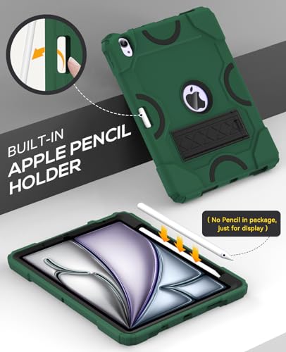 Cantis Case for iPad Air 11-inch M2 (2024), iPad Air 5th Generation (2022)/ iPad Air 4th Gen (2020) 10.9 Inch, Heavy Duty Shockproof Rugged Protective for iPad Air Case, Alpine Green+Black
