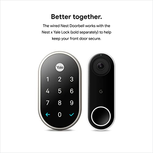 Google Nest Doorbell (Wired) - Formerly Nest Hello - Video Doorbell with 24/7 Streaming - Smart Doorbell Camera for Home with HDR Video, HD Talk and Listen, Night Vision, and Person Alerts