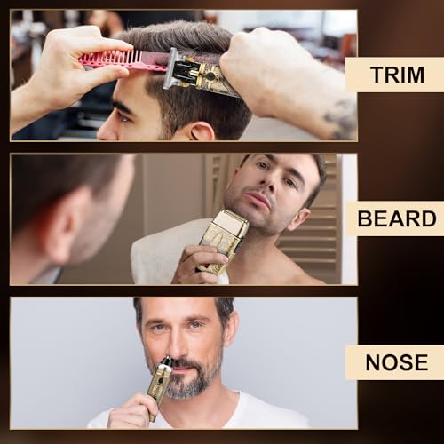 Karrte Professional Hair Trimmer/Beard Face Shaver/Nose Trimmer Kit for Men,Hair Clipper,Electric Razor/Beard Trimmer with 2 Foil Head,Men’s Grooming Set,Barber Supplies Gifts for Men