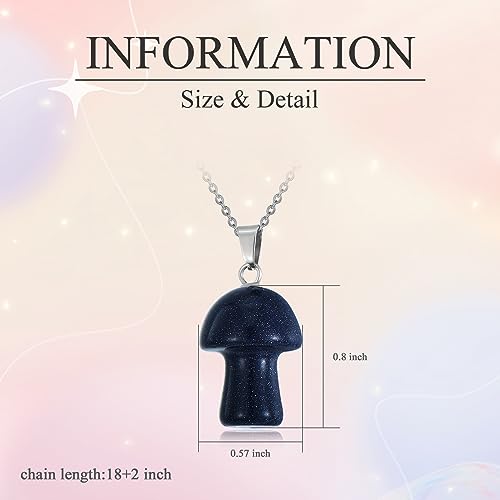 VIJASHOP Lapis Mushroom Necklace for Women Blue Mushroom Pendant Cute Lapis Lazuli Mushroom Jewelry Gifts for Mother Girlfriend Her (18 inches Chain)