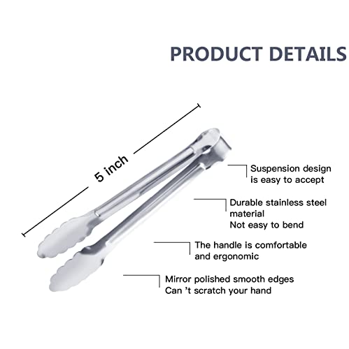 Serving Tongs,Buffet Tongs, Dmoera Stainless Steel Food Tong Serving Tong Small Serving Tongs Stainless Steel Mini Appetizer Tongs, Set of 12