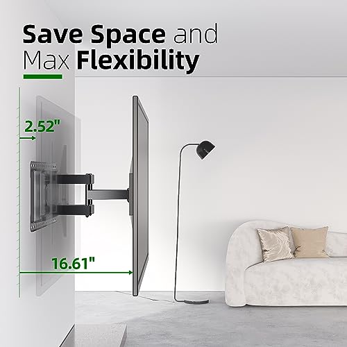 USX MOUNT Full Motion TV Wall Mount Fits for Most 26-55 Inch TVs 24" Extension Arm with Swivel Articulating Arm Rotation & Tilt, Corner Center Design TV Mount Bracket MAX VESA 400x400mm and 88lbs