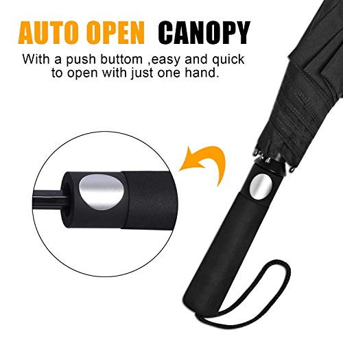 G4Free 62 Inch Portable Golf Umbrella Large Oversize Double Canopy Vented Windproof Waterproof Automatic Open Stick Umbrellas for Men Women(Black)