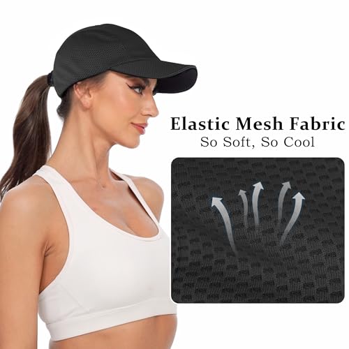 GADIEMKENSD Women's Race Day Running Hat Performance Mesh Baseball Cap - Excellent Ventilation, Lightweight, Reflective Safety Ponytail Hats for Exercise Golf Hiking Beach Workout Gym Yellow