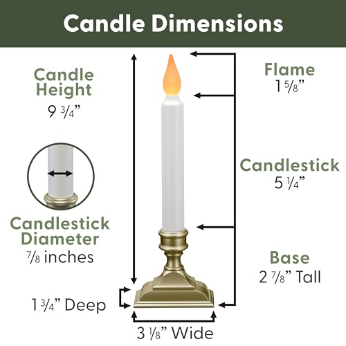 612 Vermont Battery Operated LED Window Candles with Flickering Amber Flame, Automatic Timer, 9.75 Inches Tall, VT-1206P (Pack of 4, Pewter)