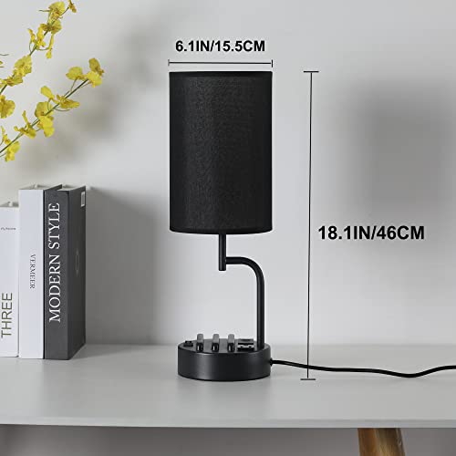 Dreamholder Table Lamp with 3 USB Charging Ports, Modern Desk Lamp with AC Outlet and Phone Stands, Perfect Bedside Lamp for Bedroom, Living Room, Office (Pack of 2)