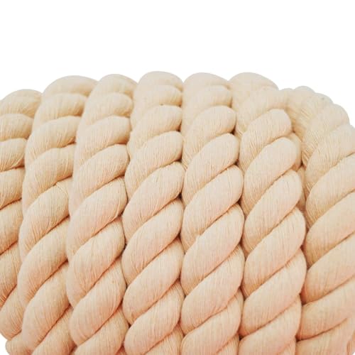 Twisted Cotton Rope (1 inch x 50 feet) Natural Thick Soft Rope for Crafts, Sports Tug of War, Hammock, Home Decorating Wedding Rope