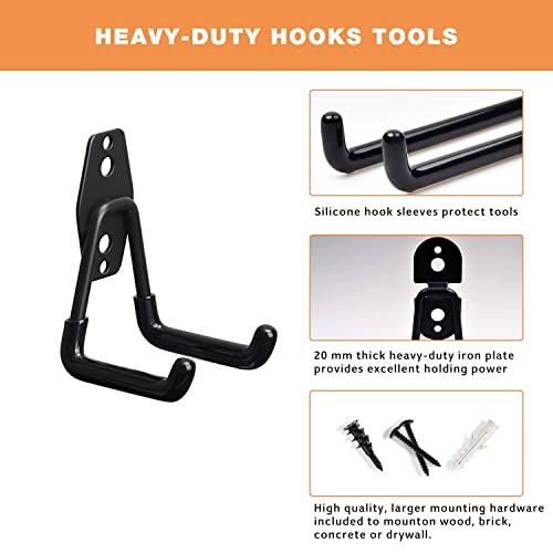 Heevir Garage Storage Utility Hooks - 2.8 Inch Wall Mount Hanging Hook, Tool Organizer, Heavy Duty Double Hook