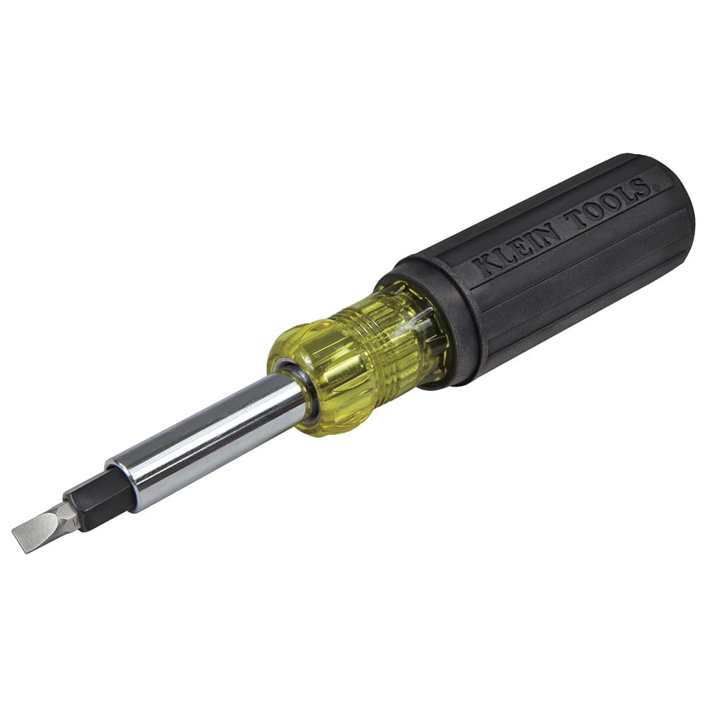 Klein Tools 32557 Multi-Bit Screwdriver / Nut Driver, Heavy Duty 10-in-1 with Interchangeable Shafts and Ph, Sl, Sq, Hex Bits and Nut Drivers
