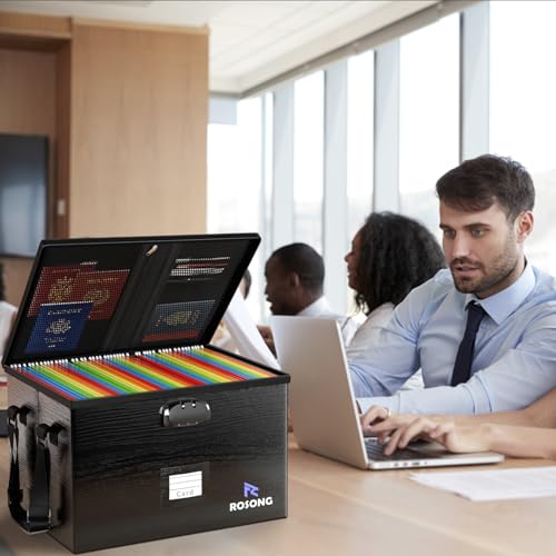 ROSONG Fireproof Document Box File Organizer - Portable Locking Filing Storage Box with Handle Waterproof for Hanging Letter/Legal Folder Important Document