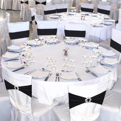 100 Pcs Spandex Chair Sashes with Crown Buckle Slider Stretch Chair Bands Cover Ties for Wedding, Banquet, Gala, Corporate Event, Birthday Party, Baby Shower(Sage Green)