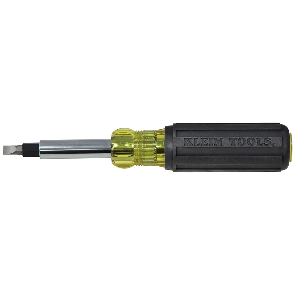 Klein Tools 32557 Multi-Bit Screwdriver / Nut Driver, Heavy Duty 10-in-1 with Interchangeable Shafts and Ph, Sl, Sq, Hex Bits and Nut Drivers