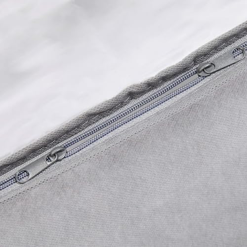 Amazon Basics Under Bed Fabric Zipper Blanket Storage Container Bags with Window and Handles, 2-Pack, 18 x 42 x 6 Inches, Gray