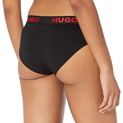 HUGO Womens Bold Logo Cotton Stretch Briefs, Black Tar, X-Small US
