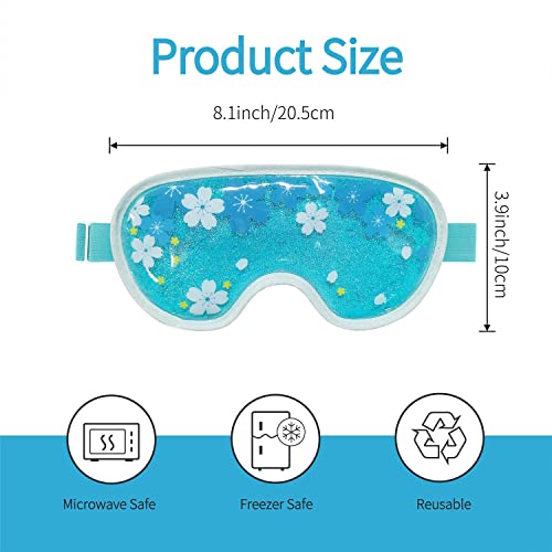 Ice Eye Mask Gel Cooling Eye Mask Reusable Cold Eye Mask for Puffy Eyes, Eye Ice Pack Eye Mask with Soft Plush Backing for Dark Circles, Migraine, Stress Relief (1PCS,Blue)