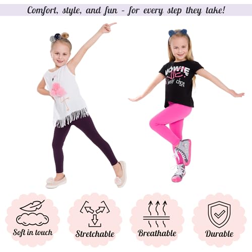 hi!mom Girls Cotton Leggings Kids Pants Plain Full Length Children Trousers Age 2-13 White