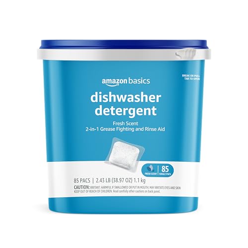 Amazon Basics Dishwasher Detergent Pacs, Fresh Scent, 85 Count (Previously Solimo)