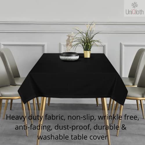 UniQloth Rustic Farmhouse Rectangle Tablecloth Heavy Duty Fabric 100% Cotton - Washable Dining Table Cover - Ideal for Dinner Party Wedding Christmas Holidays Everyday Use Table Linen 52x70 Black