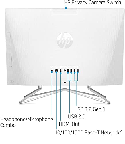 HP 2022 All-in-One Desktop, 21.5" FHD Display, Intel Celeron J4025 Processor, 16GB RAM, 1TB PCIe SSD, Webcam, HDMI, RJ-45, Wired Keyboard&Mouse, WiFi, Windows 11 Home, White