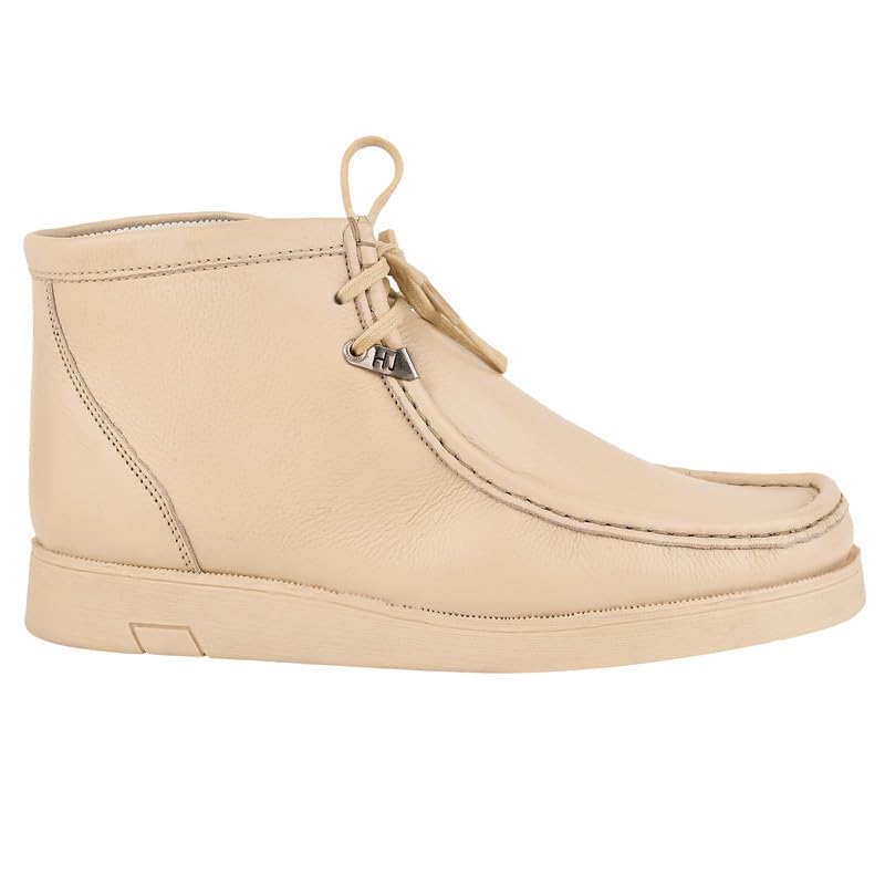 LIBERTYZENO HAMARA JOE Mens Genuine Leather Moccasin Toe Lace Up Casual Chukka Boot Shoes HJ101 Beige 10.5
