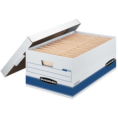 Bankers Box Fellowes 00702 and 00701 Store/File Medium-Duty Storage Boxes with Lift-Off Lid, Legal and Letter, 12 Pack