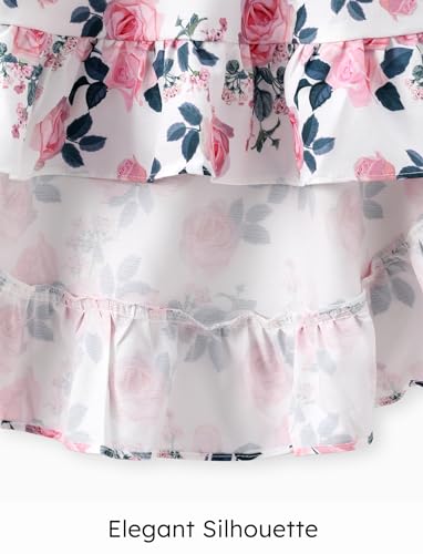 PATPAT Girls 2 Pieces Skirt Set Solid Color Tank Top and Floral Print Skirt Outfits Summer Clothes Sets for Girls, 4-5 Years