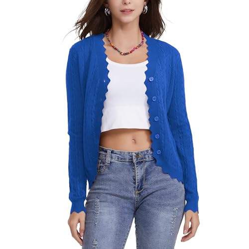 Women's Lace V Neck Hollow-Out Crochet Button Down Knit Slim Cropped Cardigan Yellow