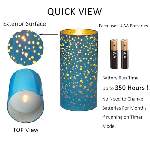 LIVILLA Silver Glass Flameless Candles with Remote & Timer, Led Flameless Candles, Battery Operated Flameless Pillar Glass Candles