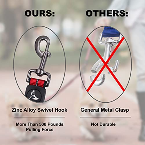 Kruz Double Dog Coupler - KZVX2-15S - Tangle Free Dog Walking and Training Dual Extension Coupler - Comfortable, Shock Absorbing - Reflective Bungee Coupler for Two Dogs - Blue - 5/8" x 14"