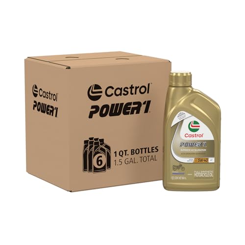 Castrol Power1 V-Twin 20W-50 Full Synthetic Motorcycle Oil, 1 Quart, Pack of 6