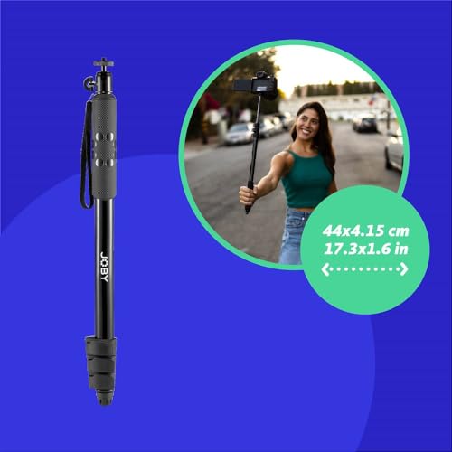 JOBY Compact Monopod 2-in-1, Camera/Action Cam with Ball Head, Universal ¼-20” Mount, Swivel Mount Compatible with GoPro, DSLR, Mirrorless Camera, Colour: Black