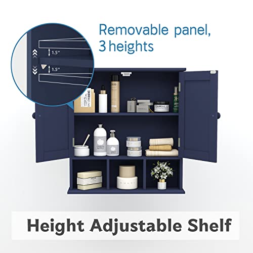 TaoHFE Black Bathroom Cabinet,Bathroom Wall Cabinet 2 Door Adjustable Shelves,Over The Toilet Storage Cabinet,Black Bathroom Cabinet Wall Mounted,Medicine Cabinets for Bathroom Laundry Room Kitchen