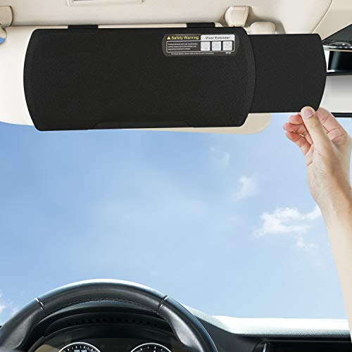 Car Visor Extender TFY Anti-Glare Sun Visor Extender Windshield and Side Window Sunshade and UV Rays Blocker (1 Piece) (Black)