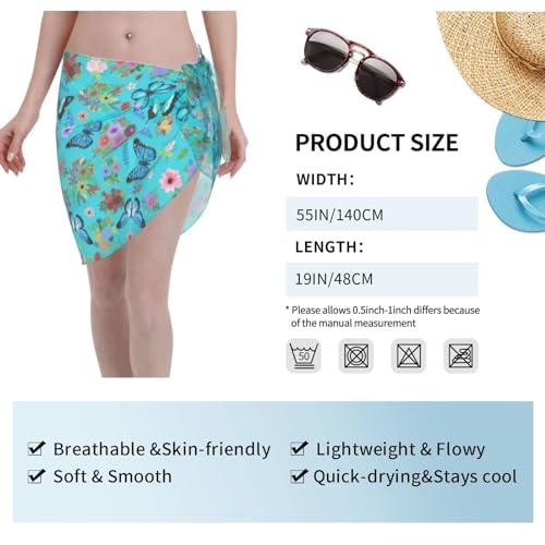 Wizfuyq Black and White Cow Pattern Sarong Beach Wrap Chiffon Swimsuit Cover Ups Bikini Wrap Bathing Suit Beach Dress for Women (One Size)