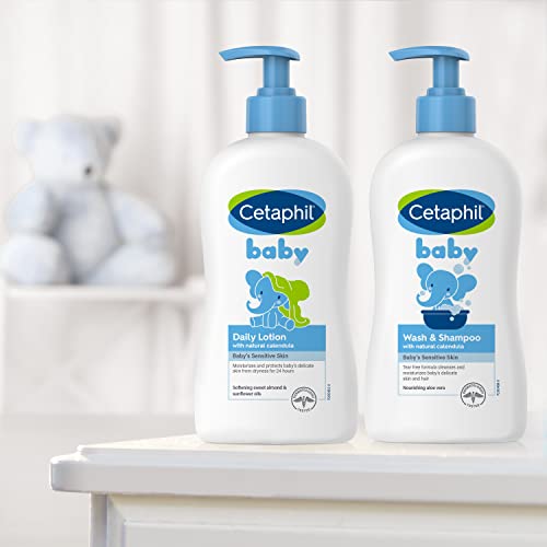 Cetaphil Baby Daily Lotion with Organic Calendula |Vitamin E | Sweet Almond & Sunflower Oils |13.5 Fl. Oz