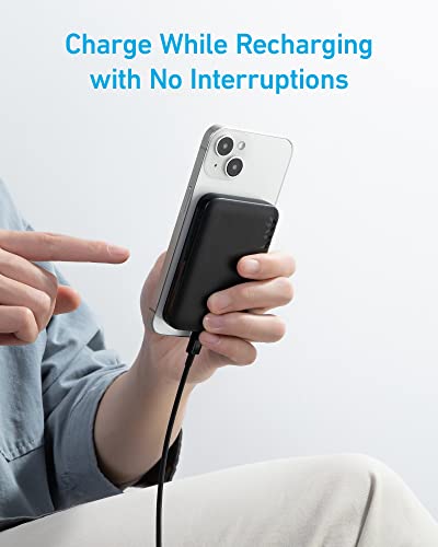 Anker 321 MagGo Battery (PowerCore Magnetic 5K), 5,000mAh Magnetic Wireless Portable Charger, Compatible with iPhone 15/15 Plus/15 Pro/15 Pro Max, iPhone 14/13/12 Series(Black)