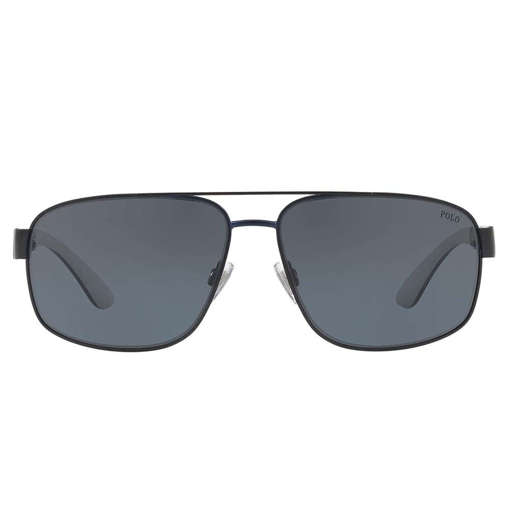Ralph Lauren PH 3112 930387 Matte Blue Navy Metal Pilot Sunglasses Grey Lens