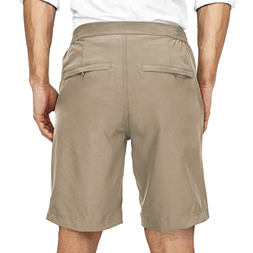 33,000ft Mens Golf Shorts 9 inch Inseam Quick Dry Elastic Waist Classic-Fit Drawstring Dress Shorts Hiking Fishing Business Black