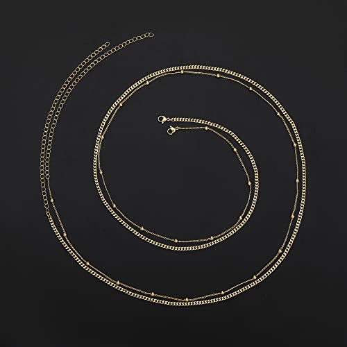 RLMOON 2PCS 26Inch 18K Gold Plated Waist Chain for Women Body Belly Chain for the Waist Adjustable Layered Waist Chain for Summer Beach Bikini