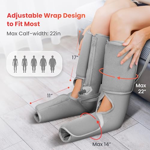 COMFIER Air Compression Leg Massager,Leg Massager for Circulation, Compression Massager Pain Relief,FSA HSA Eligible,Calf and Foot Massager with Heat,Leg Wraps,Gift for Men,Women