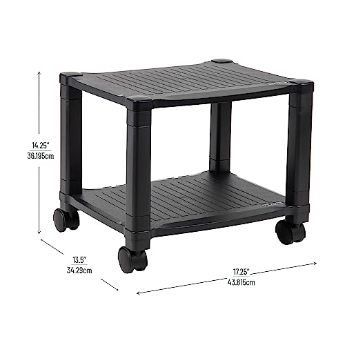 Mind Reader Rolling Printer Cart, Utility Cart, Printer Stand, Under Desk Storage, Office, 17.25"L x 13.5"W x 14.25"H, Black