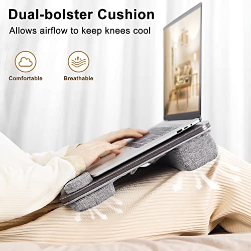Lap Desk Laptop Bed Table: Fits up to 15.6 inch Laptop Computer lapdesk with Soft Pillow and Storage Bag - Padded Lap Work Tray and Gaming Desk on Bed - Wood Wide Writing Tray for Home Office