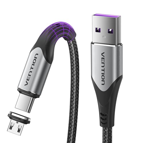 100W Magnetic Charging Cable Type C, 90° Magnetic USB C Charging Cable 3.3ft/Magnetic Phone Charger Cable/Magnetic Charger for Android/Data Transfer Cable for Type C, Micro USB, Nylon-Braided Cords