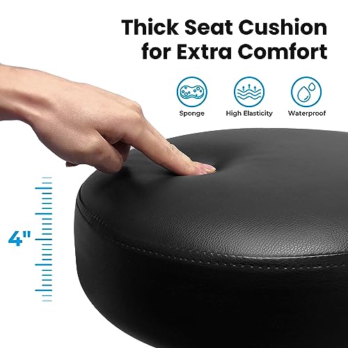 SUPERJARE Drafting Chair with Back, Adjustable Foot Rest Rolling Stool, Multi-Purpose Office Desk Chair, Thick Seat Cushion for Home Bar Kitchen Shop - All Black