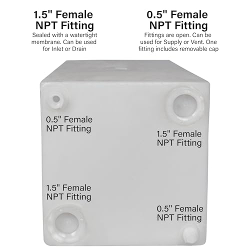 44 Gallon RV Fresh Water Tank, Potable Water Storage Tank for Drinking, Cooking, Cleaning, Showering, for Campers, Trailers, Motorhomes, RVs, Low-Profile Shape, 53.5" x 37.5" x 5.5" (WT-1503)
