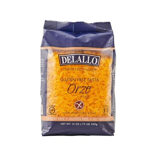DeLallo Gluten Free Orzo Pasta, 12 oz Bag, (3 Pack), Made with Corn and Rice Flour, Handcrafted in Italy, Non-GMO, All Natural, Kosher