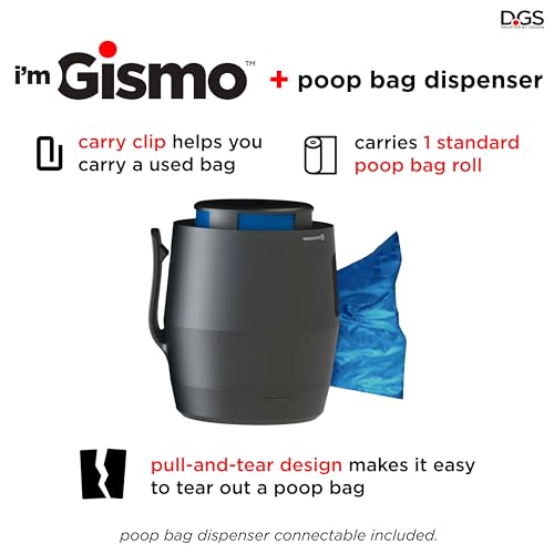 Dog Gone Smart Pet Products I'm Gismo Expandable Leash Handle System with Patented Rail System for Dog Walking- Electric Blue Handle with Poop Bag Dispenser + Rechargable Flashlight Connectable