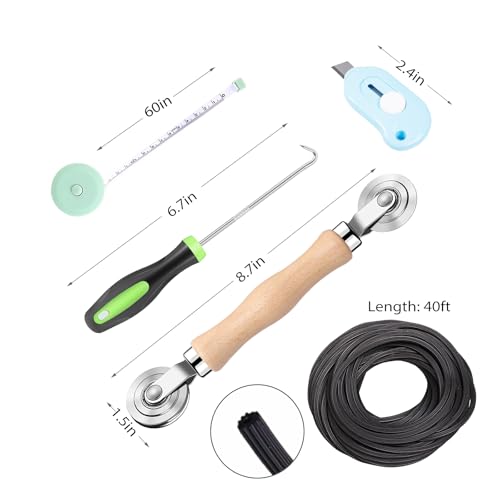 Windows Screen and Screen Door Repair Kit, 48"x118" Charcoal Fiberglass Mesh with Rolling Tool/Hook/Ruler/Cutter/Spline - Window Screen & Sliding Screen Door Replacement for Windows, TOOLTRIZ