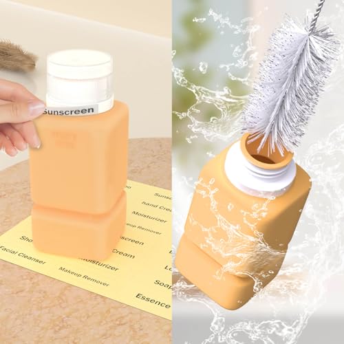 Travel Bottles for Toiletries, TSA Approved Travel Size Containers for Shampoo Conditioner Lotion Body Wash, BPA Free Travel Toiletry Bottles with Clear Toiletry Bag, Cleaning Brush Label (4 Pack)